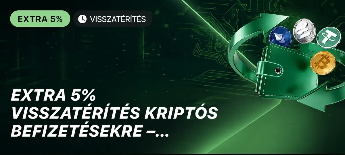 Extra visszatérítés kriptós befizetésekre banner